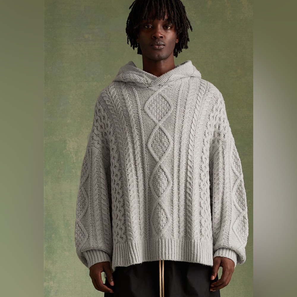 Essentials FEAR OF GOD cable knit hoodie
